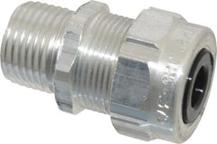 Thomas & Betts - 1/8 to 3/8" Cable Capacity, Liquidtight, Straight Strain Relief Cord Grip - 1/2 Thread, 1-3/4" Long, Aluminum - Exact Tooling