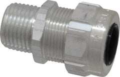 Thomas & Betts - 0.31 to 0.56" Cable Capacity, Liquidtight, Straight Strain Relief Cord Grip - 1/2 Thread, 1-3/4" Long, Aluminum - Exact Tooling