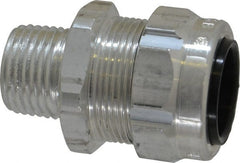 Thomas & Betts - 1/2 to 3/4" Cable Capacity, Liquidtight, Straight Strain Relief Cord Grip - 1/2 Thread, 1-3/4" Long, Aluminum - Exact Tooling