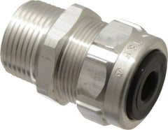 Thomas & Betts - 1/8 to 3/8" Cable Capacity, Liquidtight, Straight Strain Relief Cord Grip - 3/4 Thread, 1-25/32" Long, Aluminum - Exact Tooling