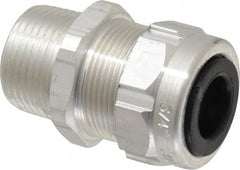 Thomas & Betts - 0.31 to 0.56" Cable Capacity, Liquidtight, Straight Strain Relief Cord Grip - 3/4 Thread, 1-25/32" Long, Aluminum - Exact Tooling