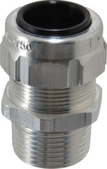 Thomas & Betts - 1/2 to 3/4" Cable Capacity, Liquidtight, Straight Strain Relief Cord Grip - 3/4 Thread, 1-25/32" Long, Aluminum - Exact Tooling