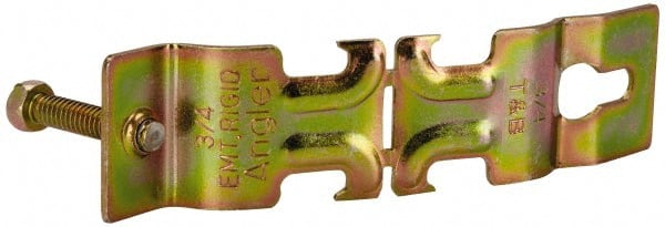 Thomas & Betts - 3/4" Pipe, 14 Gauge" Pipe or Conduit Clamp - Gold Galvanized, 600 Lb Capacity, All Conduit - Exact Tooling