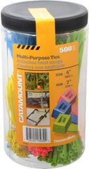 Thomas & Betts - 4 to 7 Inch Range, Blue, Green, Orange, Pink and Yellow Cable Ties - 5/8 and 1-3/4 Inch Bundle Diameter, 50 Lb. Strength, Nylon - Exact Tooling