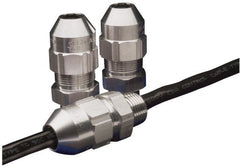Thomas & Betts - 1/4 to 0.4" Cable Capacity, Class 1, Gas & Vapor Environments, Straight Strain Relief Cord Grip - 3/4 NPT Thread, Aluminum - Exact Tooling