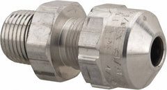 Thomas & Betts - 0.15 to 0.27" Cable Capacity, Class 1, Gas & Vapor Environments, Straight Strain Relief Cord Grip - 1/2 NPT Thread, Aluminum - Exact Tooling