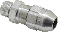 Thomas & Betts - 1/4 to 0.4" Cable Capacity, Class 1, Gas & Vapor Environments, Straight Strain Relief Cord Grip - 1/2 NPT Thread, Aluminum - Exact Tooling