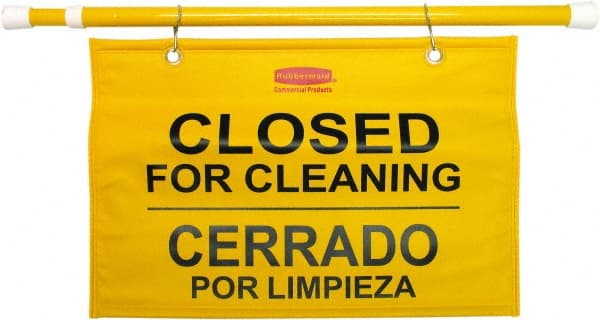 Rubbermaid - "Closed for Cleaning/Cerrado Por Limpieza", 13" Long, Pressure-Sensitive Vinyl Safety Sign - Rectangle, Use for Accident Prevention - Exact Tooling