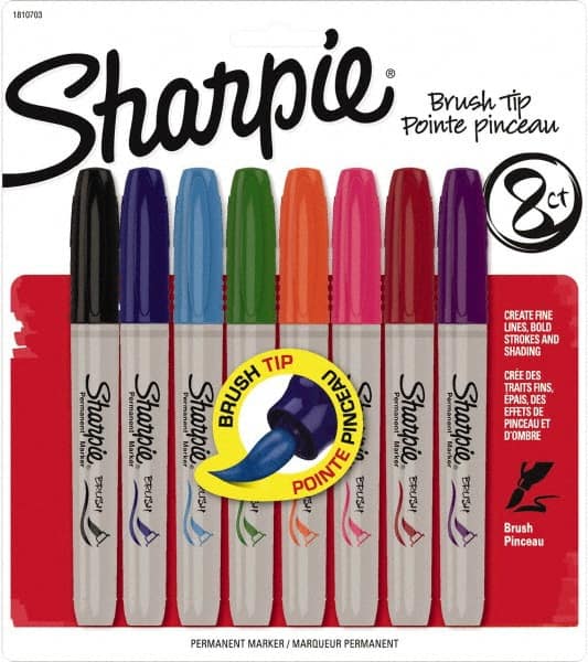 Sharpie - Assorted Colors Permanent Marker - Brush Felt Tip, AP Nontoxic Ink - Exact Tooling