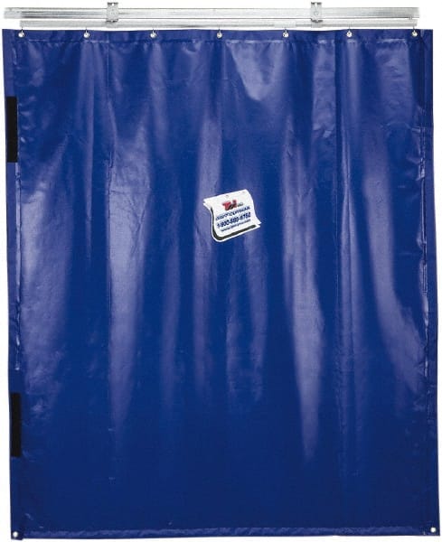 TMI, LLC - 12' Door Width x 10' Door Height PVC Solid Industrial Curtain Kit - Blue - Exact Tooling