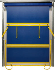 TMI, LLC - 10' Door Width x 10' Door Height PVC Mesh Bug Screen & Spring Loaded Manuel (Style) Roll Up Dock Screen - Blue/Yellow - Exact Tooling