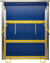 TMI, LLC - 10' Door Width x 12' Door Height PVC Mesh Bug Screen & Spring Loaded Manuel (Style) Roll Up Dock Screen - Blue/Yellow - Exact Tooling