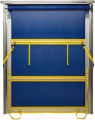 TMI, LLC - 8' Door Width x 10' Door Height PVC Mesh Bug Screen & Spring Loaded Manuel (Style) Roll Up Dock Screen - Blue/Yellow - Exact Tooling