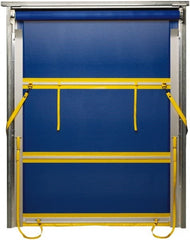 TMI, LLC - 6' Door Width x 8' Door Height PVC Mesh Bug Screen & Spring Loaded Manuel (Style) Roll Up Dock Screen - Blue/Yellow - Exact Tooling