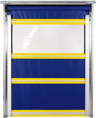 TMI, LLC - 8' Door Width x 8' Door Height PVC Solid with Vision Panel & In-Tube Motorized (Style) Roll Up Dock Screen - Blue/Yellow/Clear - Exact Tooling