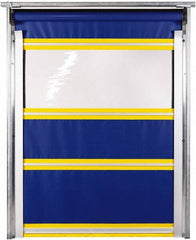 TMI, LLC - 8' Door Width x 10' Door Height PVC Solid with Vision Panel & In-Tube Motorized (Style) Roll Up Dock Screen - Blue/Yellow/Clear - Exact Tooling