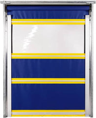 TMI, LLC - 12' Door Width x 12' Door Height PVC Solid with Vision Panel & In-Tube Motorized (Style) Roll Up Dock Screen - Blue/Yellow/Clear - Exact Tooling