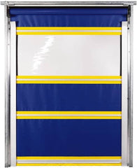 TMI, LLC - 10' Door Width x 12' Door Height PVC Solid with Vision Panel & In-Tube Motorized (Style) Roll Up Dock Screen - Blue/Yellow/Clear - Exact Tooling