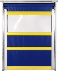 TMI, LLC - 10' Door Width x 10' Door Height PVC Solid with Vision Panel & In-Tube Motorized (Style) Roll Up Dock Screen - Blue/Yellow/Clear - Exact Tooling