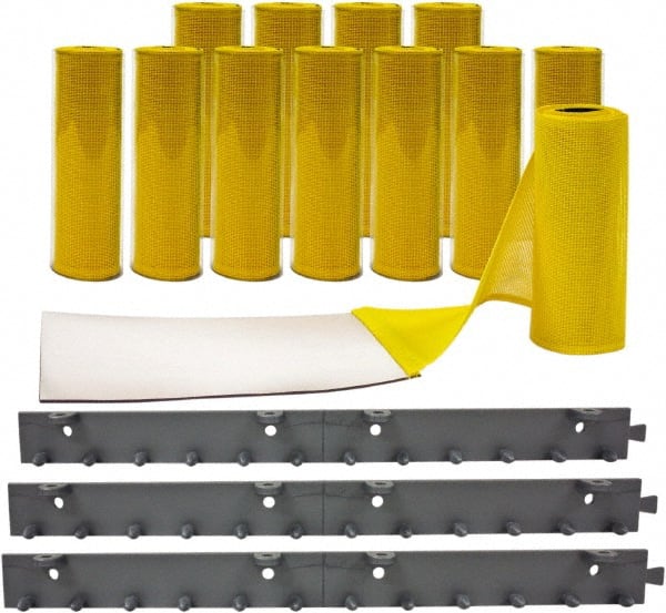 Aleco - 6' Door Width x 7' Door Height Vinyl Clear Smooth Mesh Insect Barrier - Yellow Top & Clear Bottom - Exact Tooling