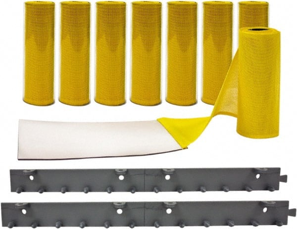 Aleco - 4' Door Width x 7' Door Height Vinyl Clear Smooth Mesh Insect Barrier - Yellow Top & Clear Bottom - Exact Tooling