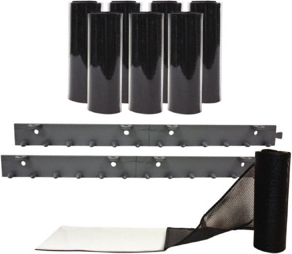 Aleco - 4' Door Width x 8' Door Height Vinyl Clear Smooth Mesh Insect Barrier - Black Top & Clear Bottom - Exact Tooling