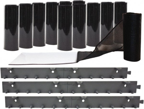 Aleco - 6' Door Width x 7' Door Height Vinyl Clear Smooth Mesh Insect Barrier - Black Top & Clear Bottom - Exact Tooling