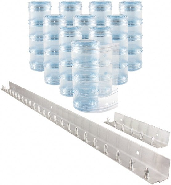 Aleco - 5' Door Width x 8' Door Height PVC Clear Ribbed Strip Door Kit - Clear - Exact Tooling