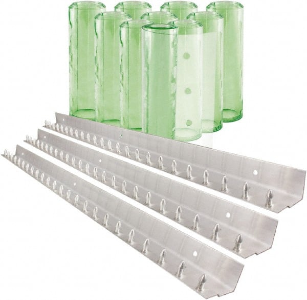 Aleco - 7' Door Width x 10' Door Height PVC Clear Smooth Antistatic Strip Door Kit - Light Green Tint - Exact Tooling