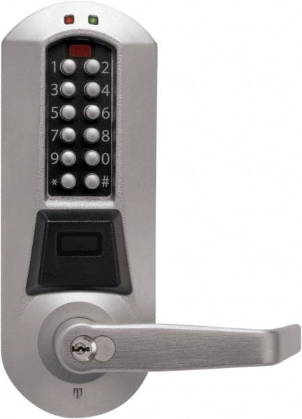 Kaba Access - Combination Entry with Key Override Lever Lockset for 1-3/8 to 2-1/4" Thick Doors - 2-3/4" Back Set, 6 or 7 Pin Length Best & Compatible (Core Not Included) Cylinder, Satin Chrome Finish - Exact Tooling