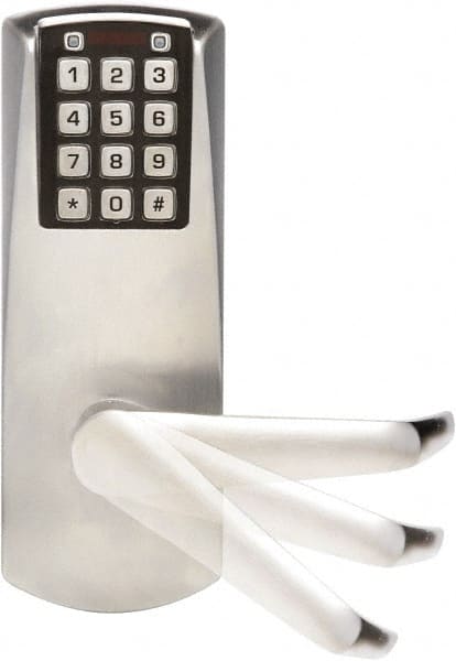 Kaba Access - Self Powered Lever Lockset for 1-3/8 to 2-1/4" Thick Doors - 2-3/4" Back Set, Nonkey Override Cylinder, Satin Chrome Finish - Exact Tooling