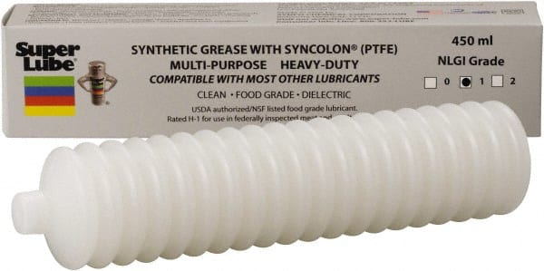 Synco Chemical - 14.1 oz Bellow Synthetic Lubricant w/PTFE General Purpose Grease - Translucent White, Food Grade, 450°F Max Temp, NLGIG 1, - Exact Tooling