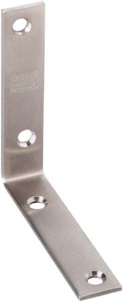 National Mfg. - 4" Long x 7/8" Wide, Stainless Steel, Corner Brace - Stainless Steel Coated - Exact Tooling