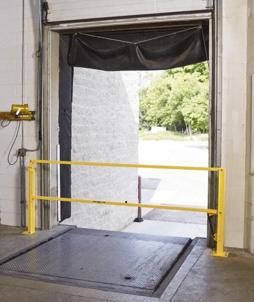 FabEnCo - Powder Coated Carbon Steel Rail Safety Gate - Fits 120" Clear Opening, 1-1/2" Wide x 42" Door Height, 88 Lb, Yellow - Exact Tooling