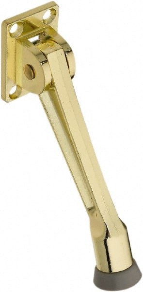 National Mfg. - 5" Projection Kickdown Door Stop - Screw Mount, Brass Finish - Exact Tooling