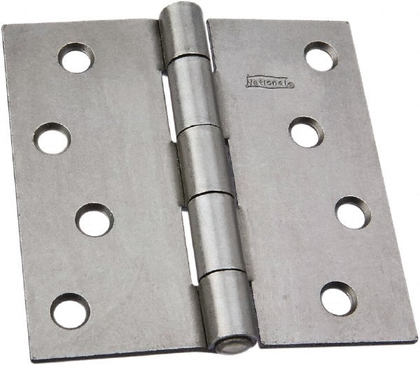 National Mfg. - 4" Wide x 4" High, Steel, Square Corner Residential Hinge - Zinc Plated - Exact Tooling