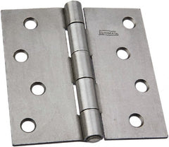 National Mfg. - 4" Wide x 4" High, Steel, Square Corner Residential Hinge - Zinc Plated - Exact Tooling