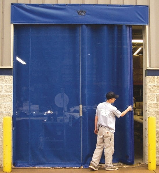 Goff's Enterprises - 8' Door Width x 8' Door Height Vinyl Insect Barrier Door Unit - Blue - Exact Tooling