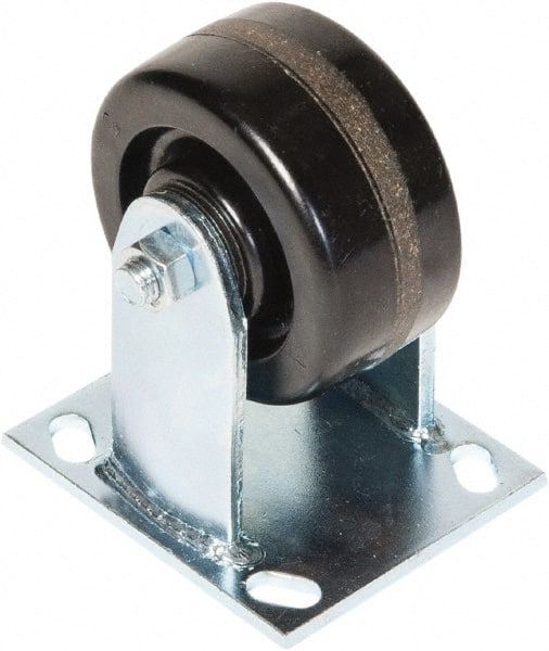 Greenlee - 4" Diam x 2" Wide x 5-5/8" OAH Top Plate Mount Rigid Caster - Phenolic, 800 Lb Capacity, 4 x 4-1/2" Plate - Exact Tooling