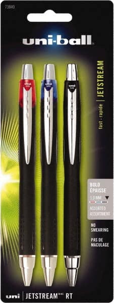 Uni-Ball - Roller Ball 1mm Retractable Pen - Black, Red & Blue - Exact Tooling