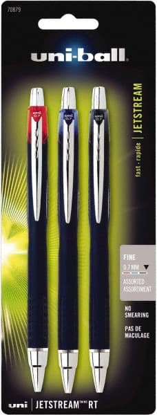 Uni-Ball - Roller Ball 0.7mm Retractable Pen - Black, Red & Blue - Exact Tooling