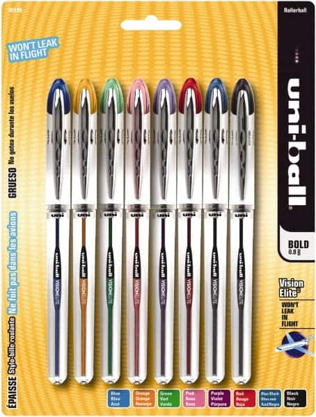 Uni-Ball - Roller Ball 0.5mm Refill Cards - Black, Blue, Black/Blue, Green, Orange, Pink, Purple & Red - Exact Tooling