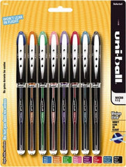 Uni-Ball - Roller Ball 0.8mm Stick Pen - Black, Blue, Black, Blue, Green, Orange, Pink, Purple & Red - Exact Tooling