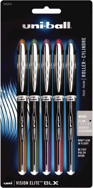 Uni-Ball - Roller Ball 0.5mm Stick Pen - Brown & Black, Green & Black, Purple & Black, Red & Black, Blue & Black - Exact Tooling