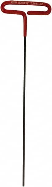 Bondhus - 2.5mm Hex, T-Handle Cushion Grip, Hex Key - 243mm OAL, Metric System of Measurement - Exact Tooling