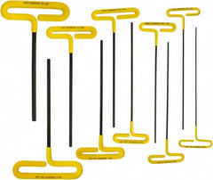 Bondhus - 10 Piece T-Handle Cushion Grip Hex Key Set - Hex Range 3/32 to 3/8" - Exact Tooling