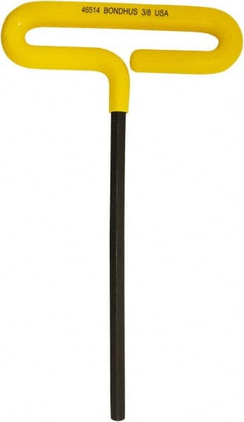 Bondhus - 3/8" Hex, T-Handle Cushion Grip, Hex Key - 267mm OAL, Inch System of Measurement - Exact Tooling