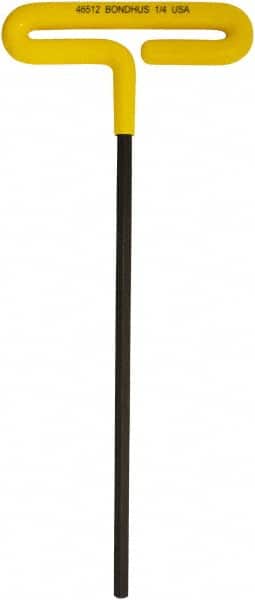 Bondhus - 1/4" Hex, T-Handle Cushion Grip, Hex Key - 251mm OAL, Inch System of Measurement - Exact Tooling
