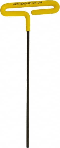 Bondhus - 3/16" Hex, T-Handle Cushion Grip, Hex Key - 248mm OAL, Inch System of Measurement - Exact Tooling