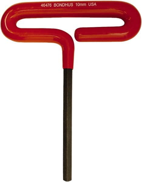 Bondhus - 10mm Hex, T-Handle Cushion Grip, Hex Key - 191mm OAL, Metric System of Measurement - Exact Tooling